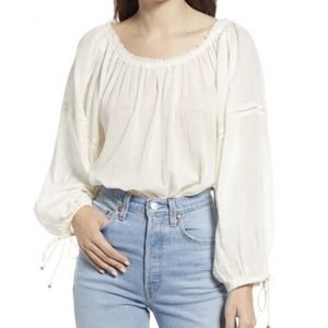 Intimately Free People XS Sundown Long Sleeve Bodysuit Ivory Milk Blossom Sheer